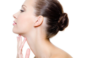 Beautiful woman pampering the neck